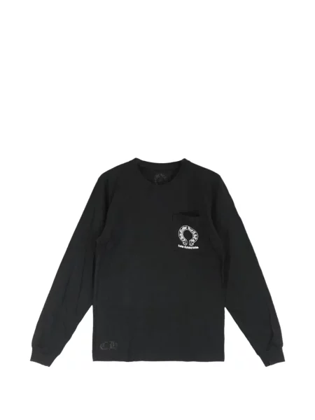 Lung tricou Chrome Hearts cu motiv cu inimi negru