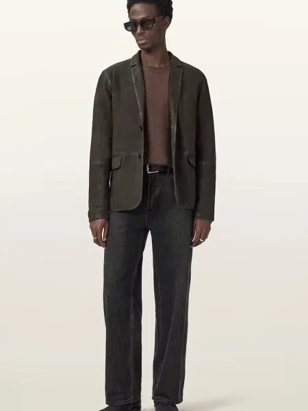 Замшевий піджак AllSaints MONET коричневий