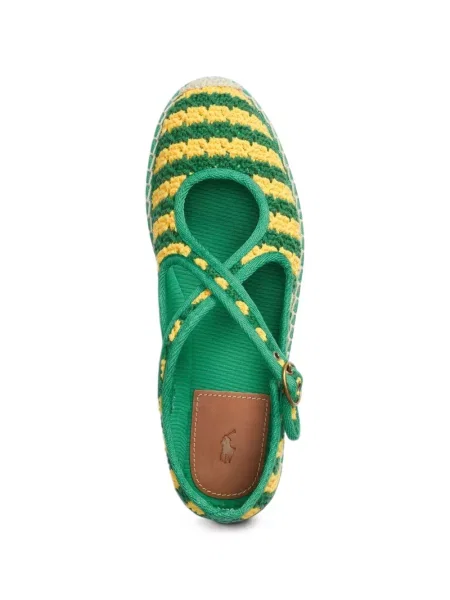 Sandale Polo Ralph Lauren cu broderie cu dungi tricotate verde