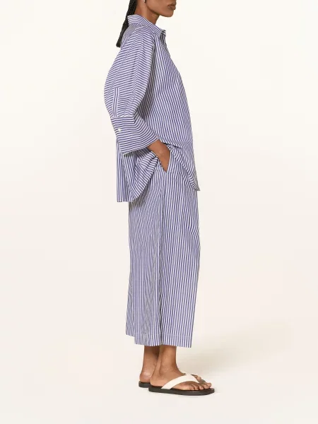Weekend Max Mara Kalhoty Ottone tmavě modrá bílá