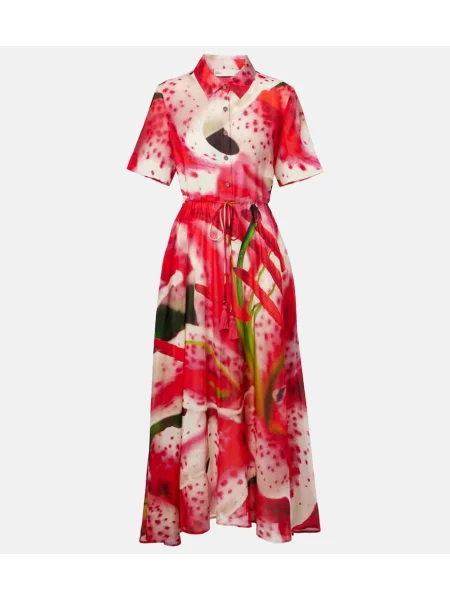 Rochie tip cămașă Tory Burch de mătase cu imagine de costum