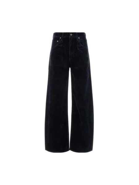 Aksamitne spodnie Agolde niebieskie