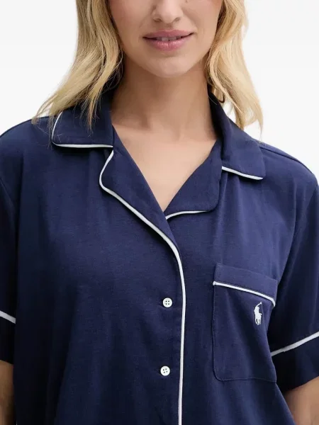 Tricou Polo Ralph Lauren cu decolteu rotund de mătase cu dungi alb