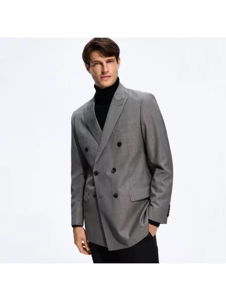 Reserved Slim fit zakó gyapjú keverékkel bézs