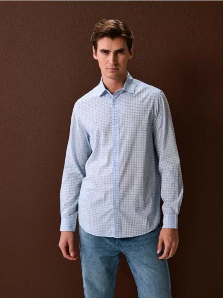 Sinsay Koszula z długim rękawem we wzory błękitny