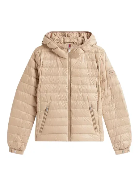 Kurtka puchowa Tommy Hilfiger z kapturem beżowa