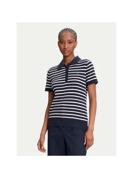 Tommy Hilfiger Polo marškinėliai Fine Tamsiai Regular Fit mėlyna