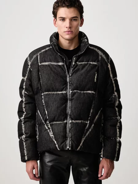 Off-White Bookish Cott Den Racing Puffer jachetă de iarnă din pentru bărbați alb