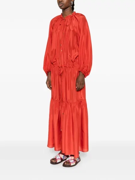 Maksi sukienka maxi Momoni z falbankami garniturowa czerwona