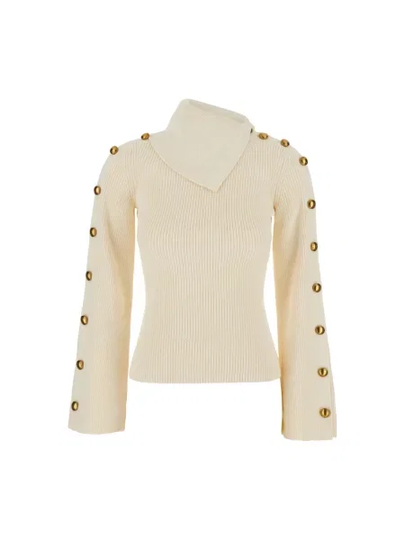 Dzianinowy sweter Elisabetta Franchi biały