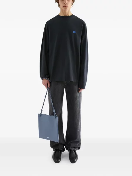 Lung hanorac Jil Sander cu broderie albastru
