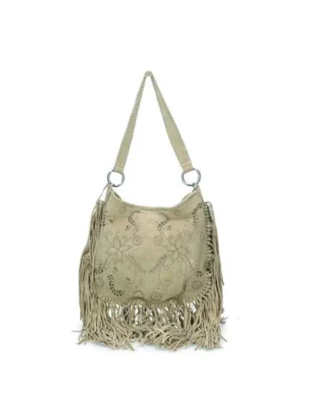 Torebka hobo Strategia skórzana beżowa