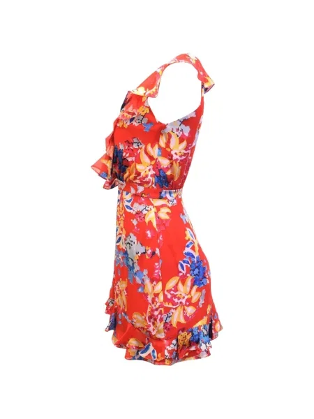 Rochie mini Saloni cu model floral cu imagine de costum roșu