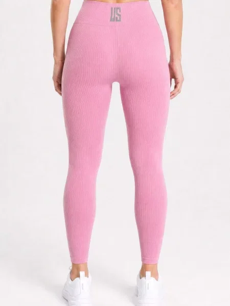 Legginsy bezszwowe prążkowane Sunset różowe