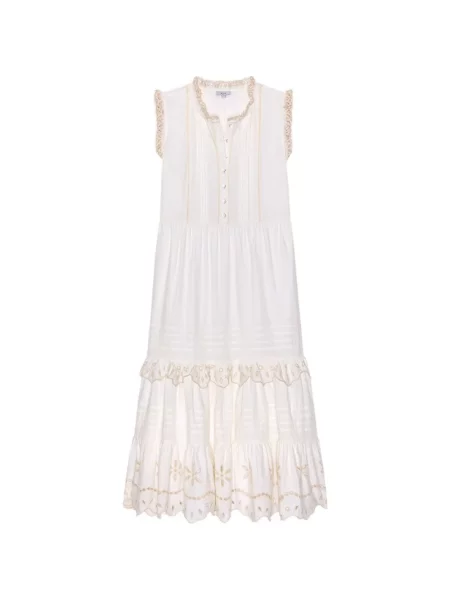Rochie midi Rails cu broderie alb