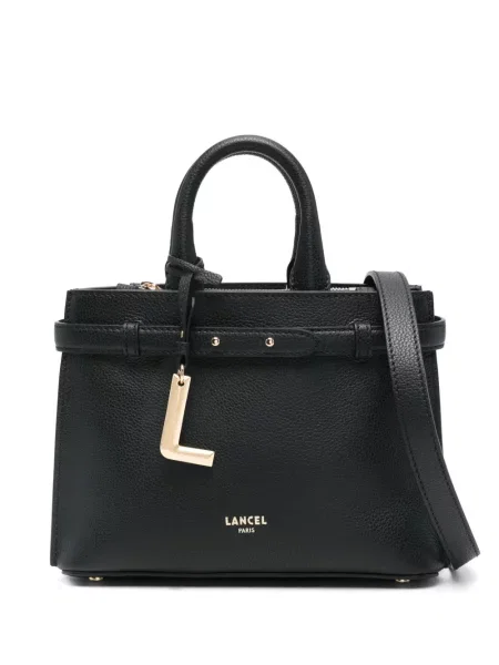 Кожена шопинг чанта Lancel черно