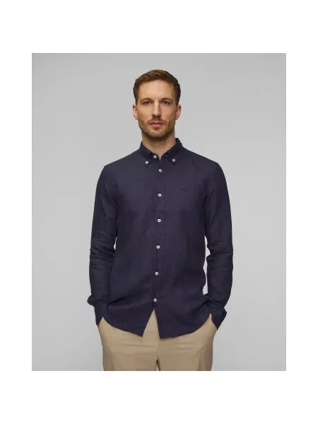 Cămașă Din In Pentru Bărbați Hugo Boss negru