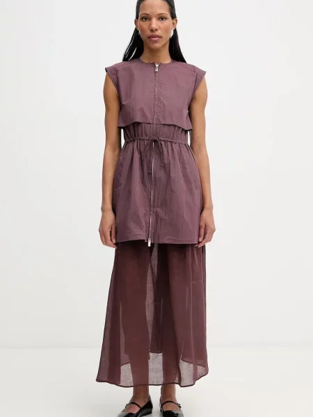 Isabelle Blanche sukienka lniana brązowa