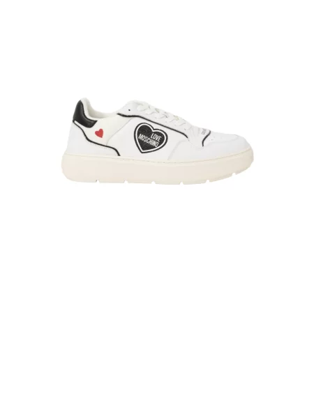 Sneakersy Love Moschino w serca wiązane białe