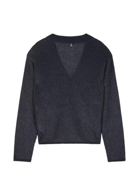 Sweter Patrizia Pepe z dekoltem w serek niebieski