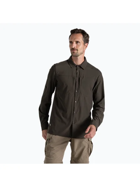 Мъжка риза Craghoppers NosiLife Pro с дълъг ръкав V woodland green trekking shirt зелено
