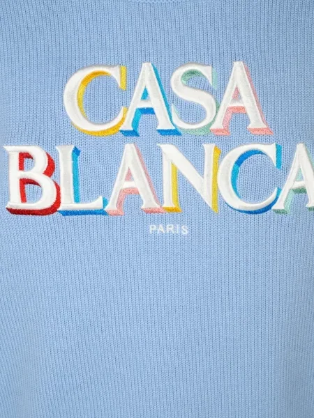 Pulover Casablanca cu broderie albastru