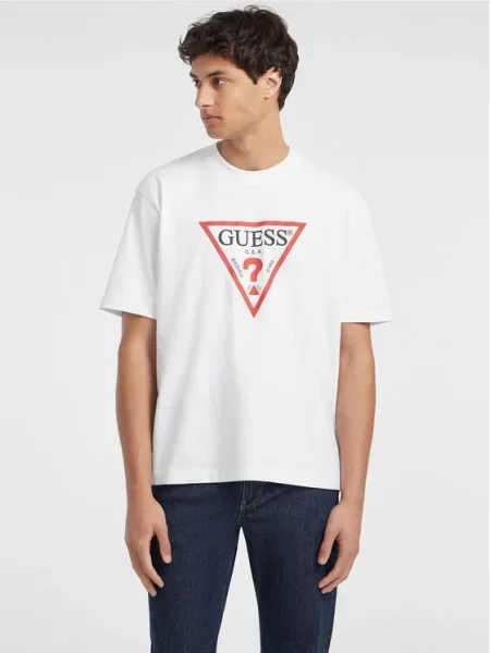 Guess Jeans Tricou Oversize alb