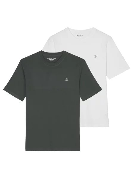 Marc O'Polo Tričko tmavě zelená bílá