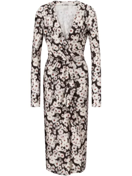 Rochie Philosophy Di Lorenzo Serafini cu model floral cu imagine de costum maro