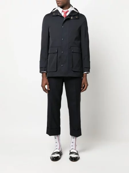 Parka Thom Browne su gobtuvu mėlyna