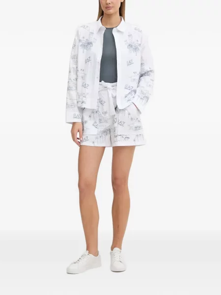 Lung cămașă Ea7 Emporio Armani cu imagine alb