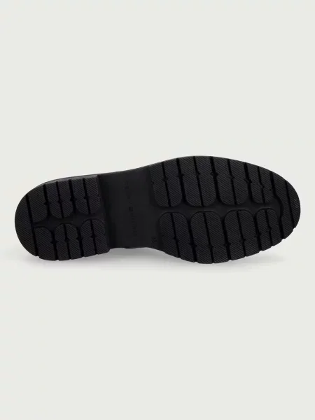 Tommy Hilfiger боти челси дамски от кожа TH EMBOSS GRAIN LEATHER CHELSEA кафяво