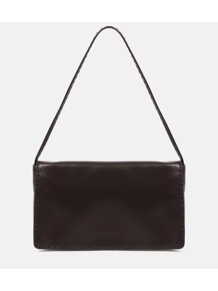 Geanta de piele The Row din piele maro
