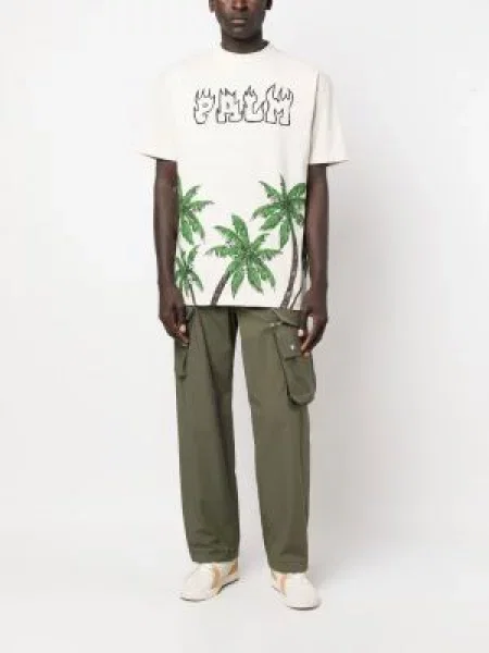 Raštuotas marškinėliai Palm Angels balta