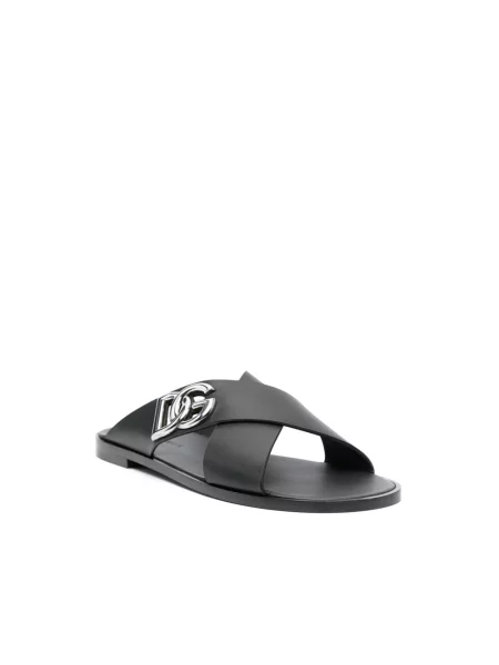 Klapki Dolce And Gabbana z logo czarne
