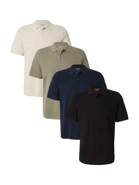 JACK & JONES Tricou JJKAne ecru / albastru marin / kaki negru