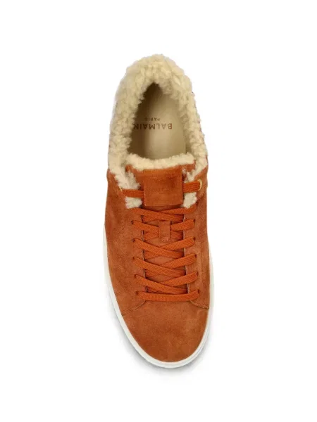 Sneakerși Balmain din piele de oaie maro