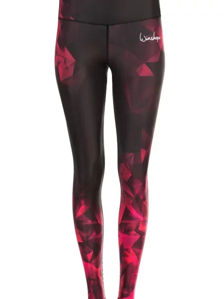 Winshape Pantaloni sport ciocolatiu / rubiniu alb