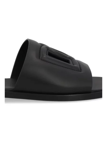 Klapki Low Brand skórzane z logo czarne