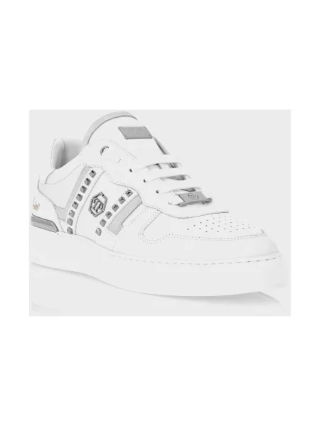 Sneakersy Philipp Plein skórzane z ćwiekami białe