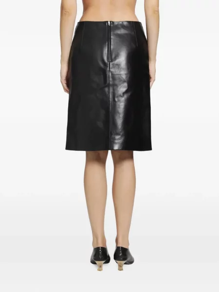 Fustă din piele Jil Sander negru