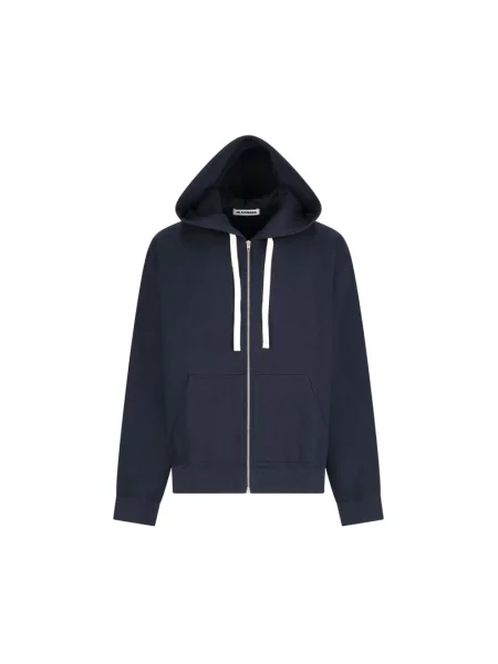 Bluza z kapturem Jil Sander z kapturem niebieska