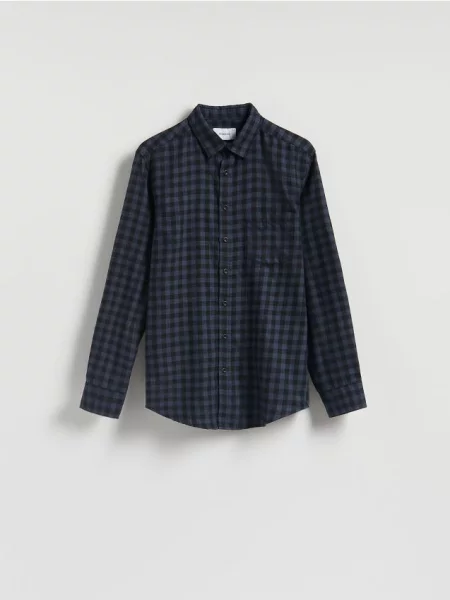 Reserved Koszula regular fit w kratę granatowy