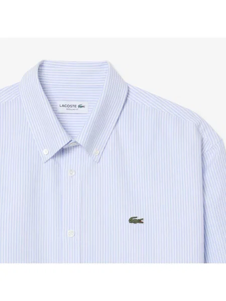 Lacoste Koszula Oxford W Paski Regular Fit niebieski