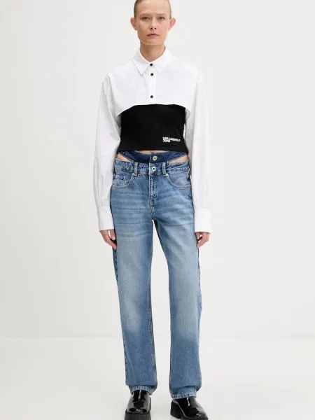 Karl Lagerfeld Jeans jeansy high waist niebieskie