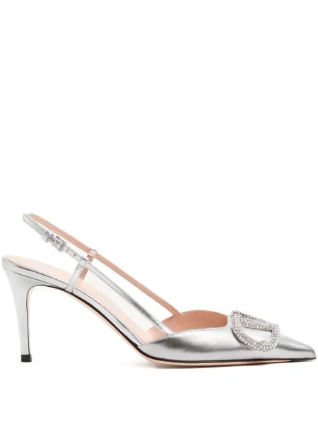 Pantofi cu toc Valentino Garavani slingback argintiu