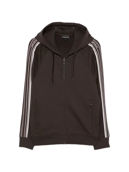Hanorac cu glugă Emporio Armani cu dungi maro
