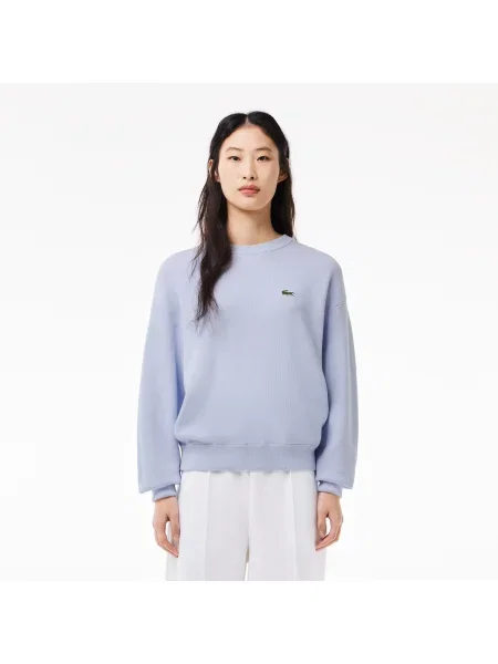 Lacoste Sweter Z Okrągłym Dekoltem Z Bawełny Organicznej niebieski