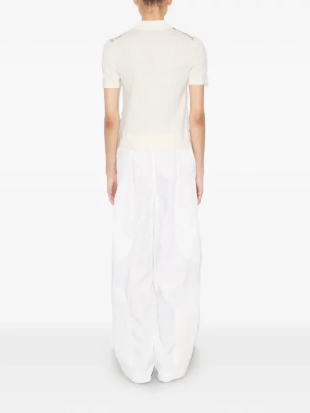 Polo Tory Burch de mătase alb