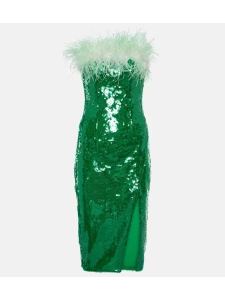 Sukienka midi Self-portrait do kolan garniturowa zielona